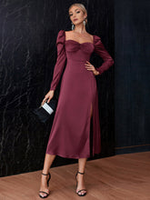 Sweetheart Neck Split Thigh Satin Dress Sai Feel
